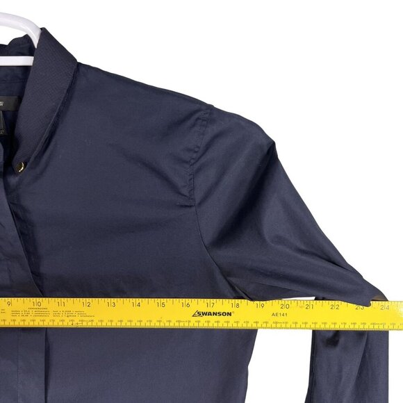 J Crew Womens S New Blue Blouse Long Sleeve Shirt Gold Stud Collar Career Preppy - Picture 10 of 15